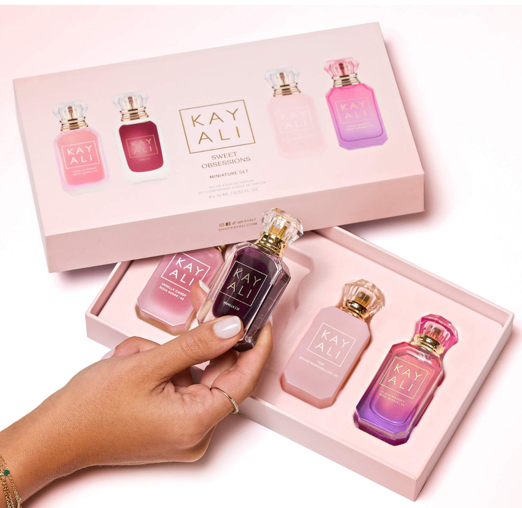 Set Kayali con 4 minis de sus mejores perfumes 10 ml c/u