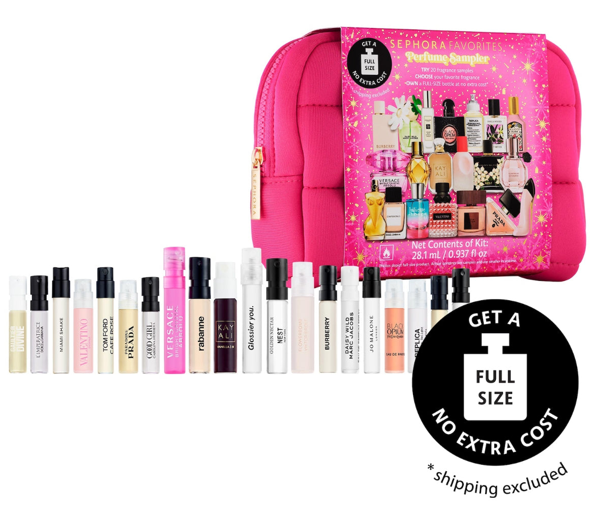 Set de perfumes, compra el set y puedes pedir uno de los que te gusto en tamaño grande.